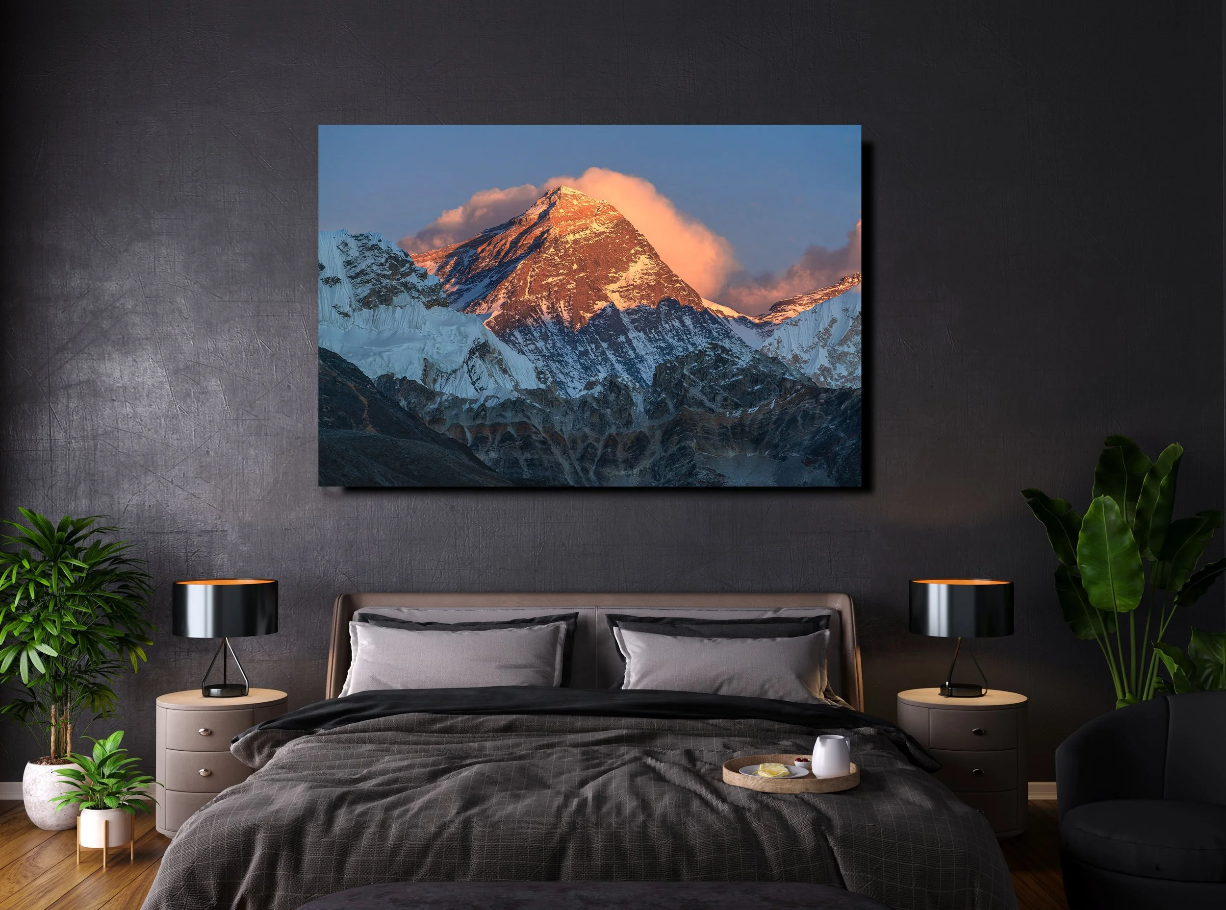 Fine art landscape photo of Mount Everest at sunset from near